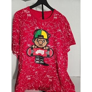 Truckfit Red Graphic‎ T Shirt Skateboard Cartoon Character Paint Splatter Men